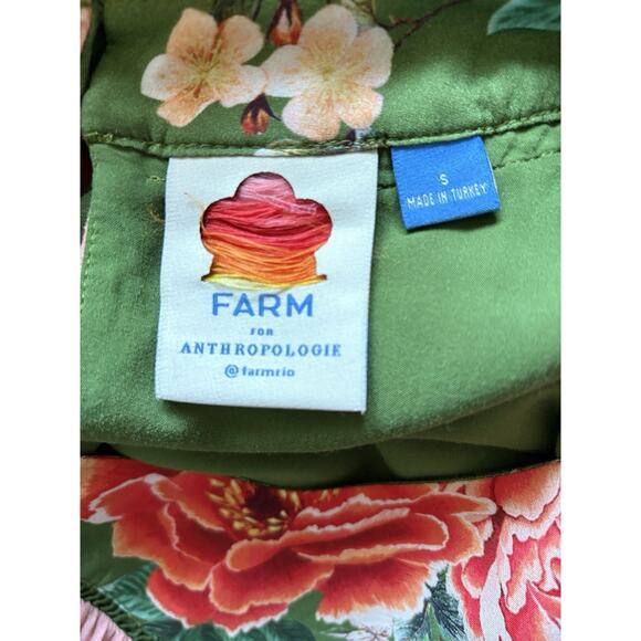 Farm Rio Elinor Tunic Dress - S Green Pink, Floral Long Sleeve Boho Twee Cottage - Picture 5 of 14